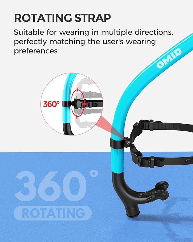 OMID SN1 Snorkel for Adult Youth, Diving Snorkel with One-Way Purge Valve, Food-Grade Silicone Mouthpiece