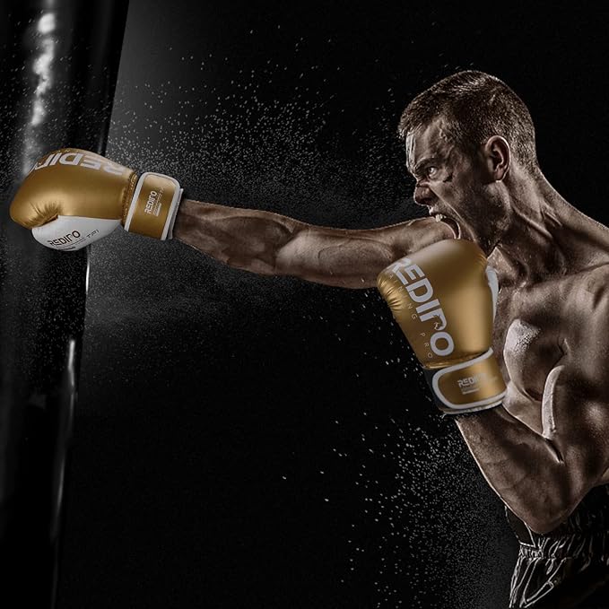 Boxing Gloves for Men & Women, Premium Leather Sparring Heavy Bag Training Gloves, Pro Punching Bag Gloves for Muay Thai, Kickboxing, MMA