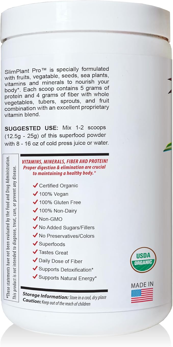 SlimPlant Pro - All Natural Superfood Protein Powder w/ 35 Vitamins, Minerals, and Whole Food-Sourced Ingredients (13.2 Ounces)