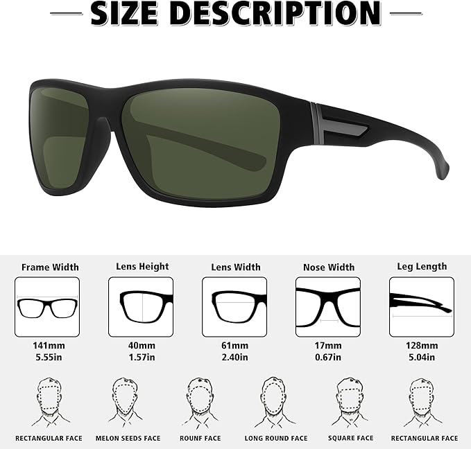 STORYCOAST Polarized Sports Sunglasses for Men Women Unbreakable Frame Cycling Fishing Driving