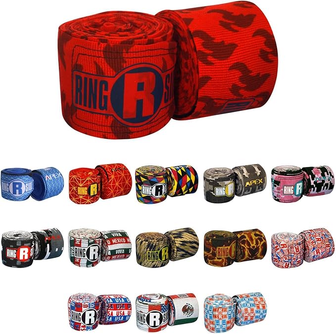 Ringside Apex 180” Boxing Hand Wraps Pair - Durable, Elastic Training Wraps with Hook & Loop Closure, Multi-Color Options, Perfect for MMA, Muay Thai, Kickboxing