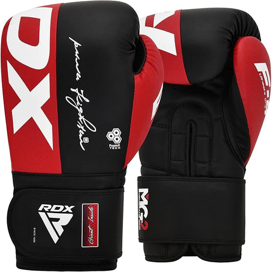 RDX Boxing Gloves, Maya Hide Leather Training Gloves for Muay Thai, Kickboxing, Sparring, Punch Bag, Punching Bag, Kickboxing Gloves, Martial Arts Training, Home Gym, Men, Women, 8 10 12 14 16 oz