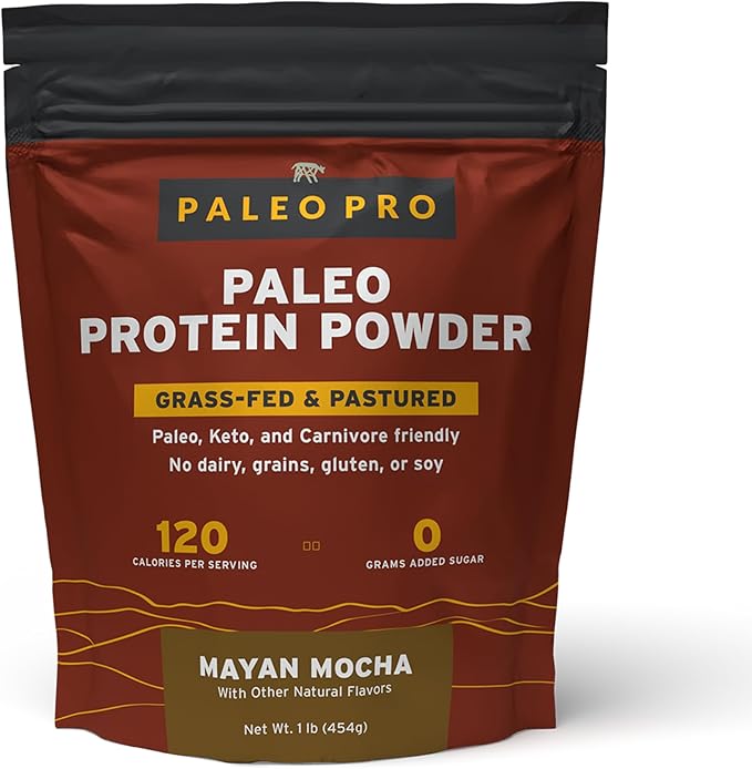 PaleoPro Protein Powder, Gluten, Dairy, Whey, and Soy Free - No Added Hormones, Pastured Grass-fed Beef, Minimally Processed Paleo Ingredients, 1lb/454g, About 15 Servings, Mayan Mocha