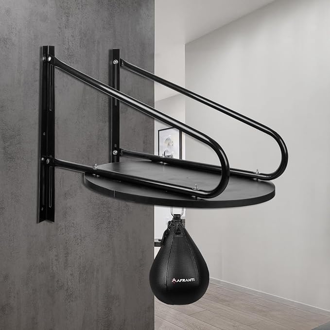Heavy Duty Adjustable Speed Bag Platform Kit 24" + Speed Punching Ball (10"x7") Adjustable Height Wall Mount Professional Fitness Ball Boxing Reaction Training Kit