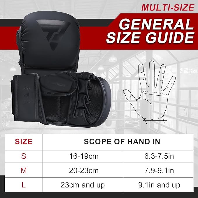 MMA Gloves for Sparring Grappling, Hybrid Open Palm Martial Arts Mitts, Maya Hide Leather Wrist Support, Fighting Combat Sports MMA Boxing Glove for Men Women Punching Bag Muay Thai Training