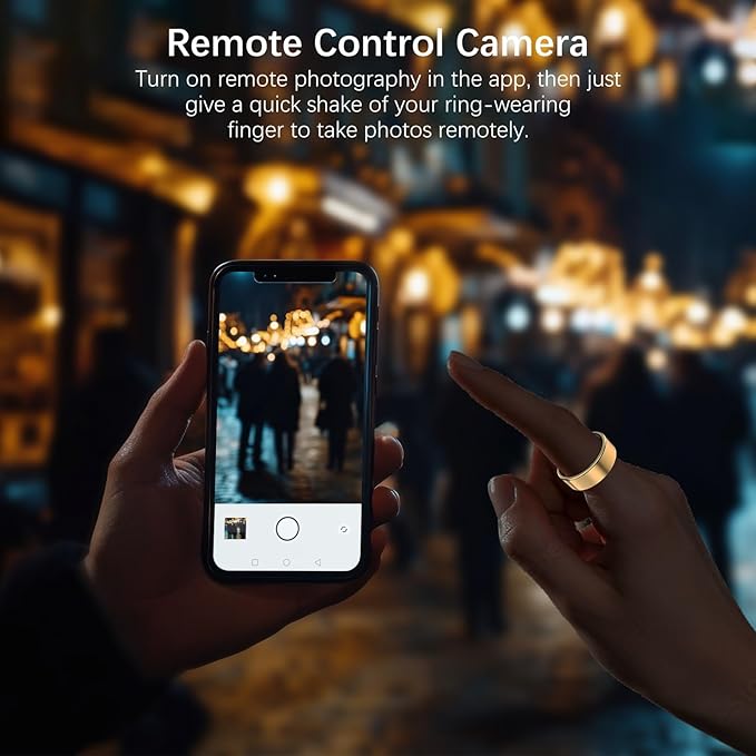 Ring Health Tracker for Women Men, Fit Ring with Heart Rate, Blood Oxygen, Sleep Monitor, Calories, Step Counter, IP68 Waterproof Smart Ring for iPhone & Android, No Subscription Fee (Gold, 6#)