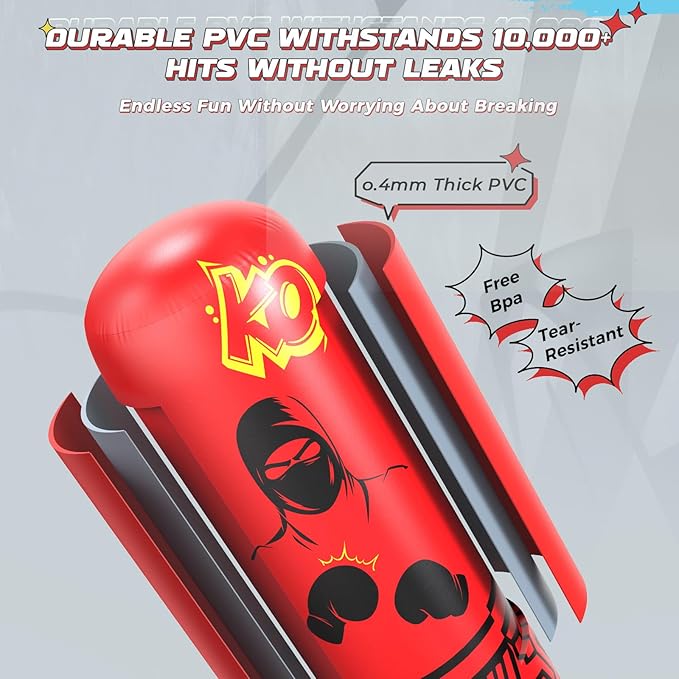 67'' Inflatable Punching Bag Freestanding for Kids Aged 3-12 – Heavy Duty Boxing Set for Karate & Taekwondo, Stable Boxing Bag Active Kids Toy, Christmas Birthday Gift for Boys and Girls