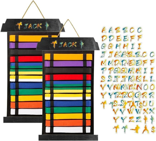 Karate Belt Display Rack - Holds Up to 12 Belts, Taekwondo & BJJ Belt Display Holder for Martial Arts, No Assembly Required, Martial Arts Belt Display for Teenagers & Adults