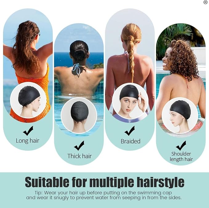 Tripsky Silicone Swim Cap,Comfortable Bathing Cap Ideal for Curly Short Medium Long Hair, Swimming Cap for Women and Men, Shower Caps Keep Hairstyle Unchanged…