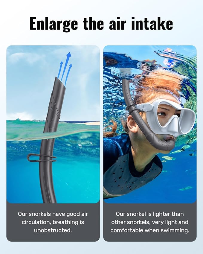 W WSTOO Adults Diving Snorkel Breathing Tube Silicone Flexible Foldable Snorkel Anti-Drop for Freediving Swim Training,Diving and Scuba Diving,Easy to Carry for Travel