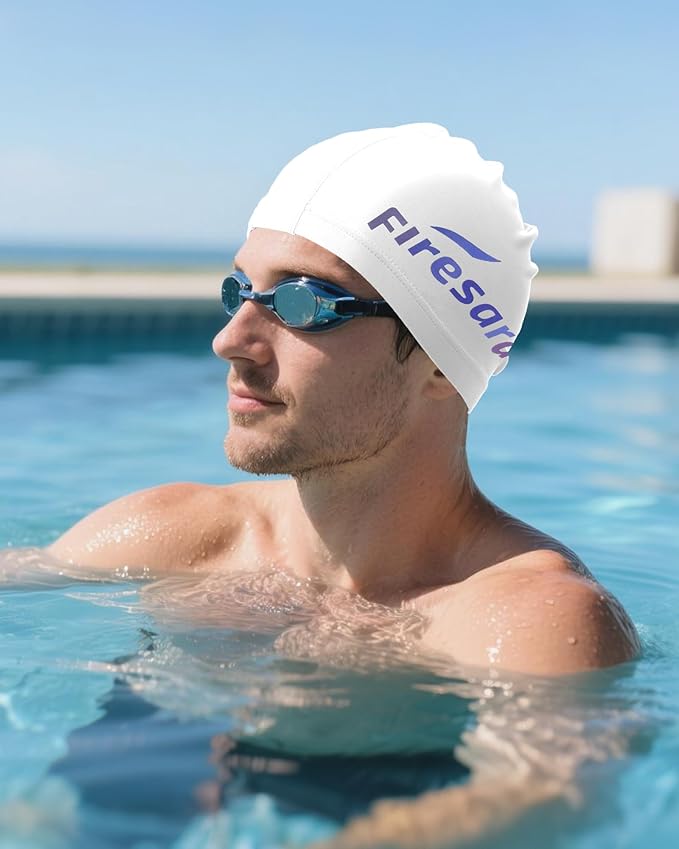 Firesara Fabric Swim Cap, High Elasticity Swimming Cap Keeps Hair Clean Breathable Fit Both Long Hair Short Hair, Swim Caps Woman Girls Men Kids One Size Hat