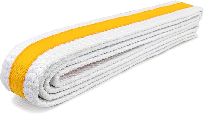 AAMA Martial Arts Belt White Belt with Mixed Color Stripe for Martial Arts - Taekwondo Karate Judo