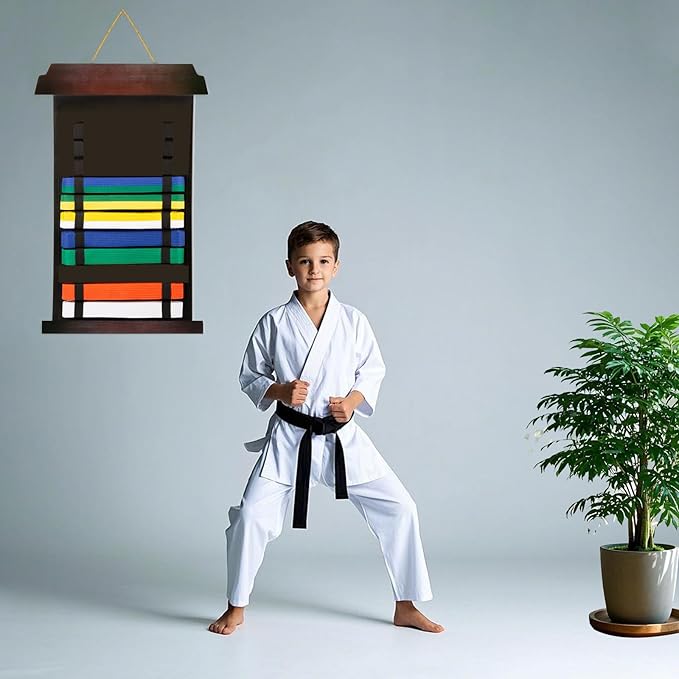 Karate Belt Display Rack - Holds Up to 12 Belts, Taekwondo & BJJ Belt Display Holder for Martial Arts, No Assembly Required, Martial Arts Belt Display for Teenagers & Adults