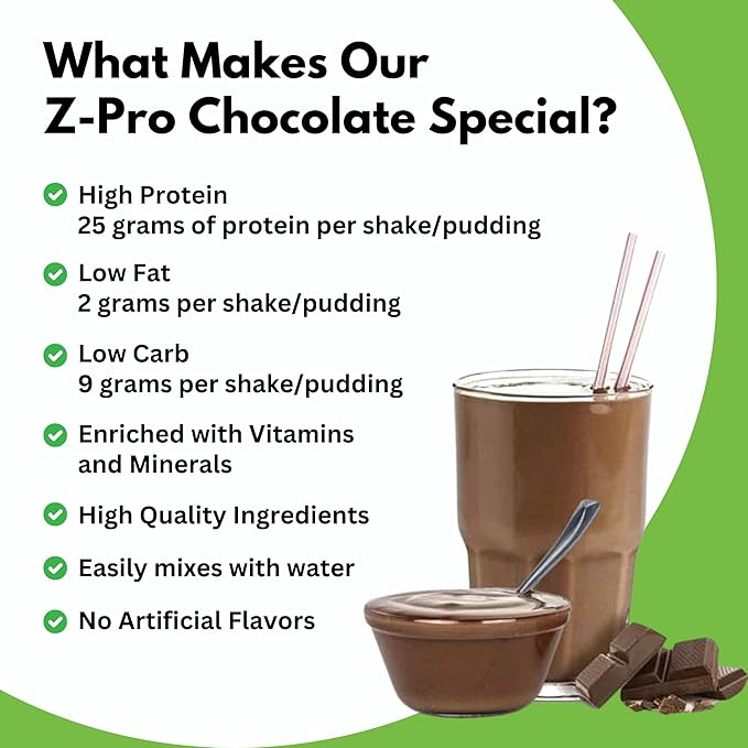 Z-Pro25 Protein Powder, 23.7 oz – 25g Casein & Whey Blend – Low-Carb, High-Protein Meal Replacement Shake – Muscle Recovery & Weight Management - 21 Vitamins & Minerals – Chocolate
