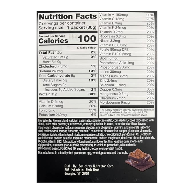 PROTIFIT - High Protein Pudding/Shake Mix, 15g Protein, Low Calorie, Low Fat, Low Carb, Aspartame Free, Idea Protein Compatible, Meal Replacement, 7 Servings Per Box (Dark Chocolate)