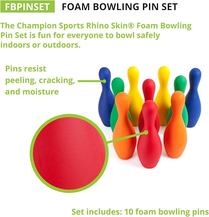 Champion Sports Weighted Foam Bowling Pin Set - Pins Only