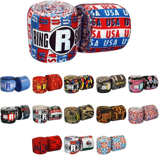 Ringside Apex 180” Boxing Hand Wraps Pair - Durable, Elastic Training Wraps with Hook & Loop Closure, Multi-Color Options, Perfect for MMA, Muay Thai, Kickboxing