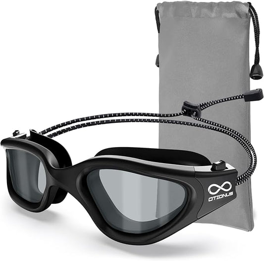 Swim Goggles, Polarized Adult Swimming Goggles Bungee Strap No Hair Pulling Anti-fog Pool Goggles for Men Women