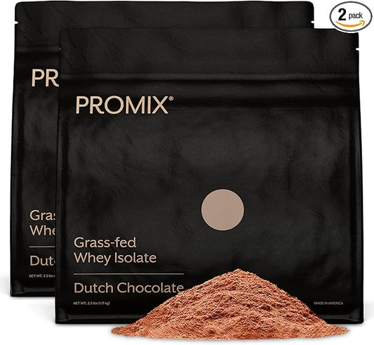 ProMix Nutrition Whey Protein Isolate Powder, Chocolate - Grass-Fed - ­Post Workout Fitness & Nutrition Shakes, Smoothies, Baking & Cooking Recipes - Gluten-Free & Keto-Friendly - 5lb