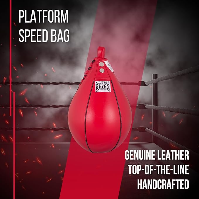 CLETO REYES Platform Leather Punching Speed Bag for Boxing, MMA, Muay Thai, Training Equipment, Classic Red, Small