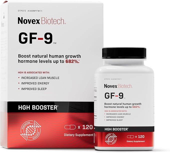 Novex Biotech GF-9 – HGH Boosting Supplement for Men – Workout Complex for Men – Support Energy, Endurance, Sleep, 120 Ct (30-Day Supply)