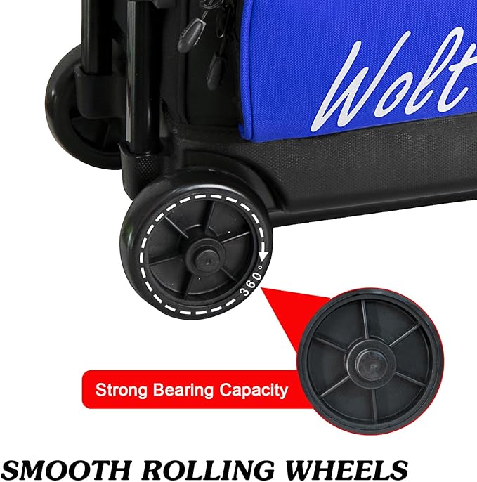 WOLT 3 Ball Bowling Bags with Wheels,Bowling Ball Bag 3 Ball Roller with Separate Shoe Compartment and Accessory Pocket, Retractable Handle Extends to 38’’