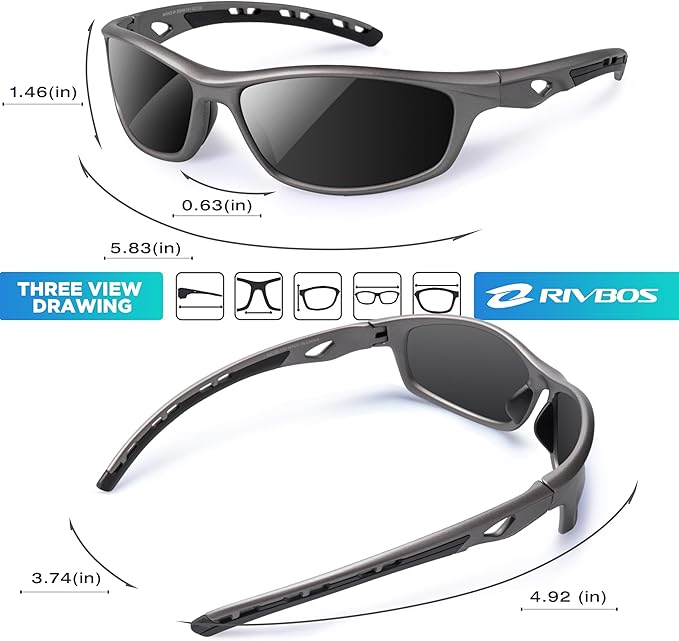 RIVBOS Sunglasses for Men Women Polarized UV Protection Sports Fishing Driving Shades Cycling RB833