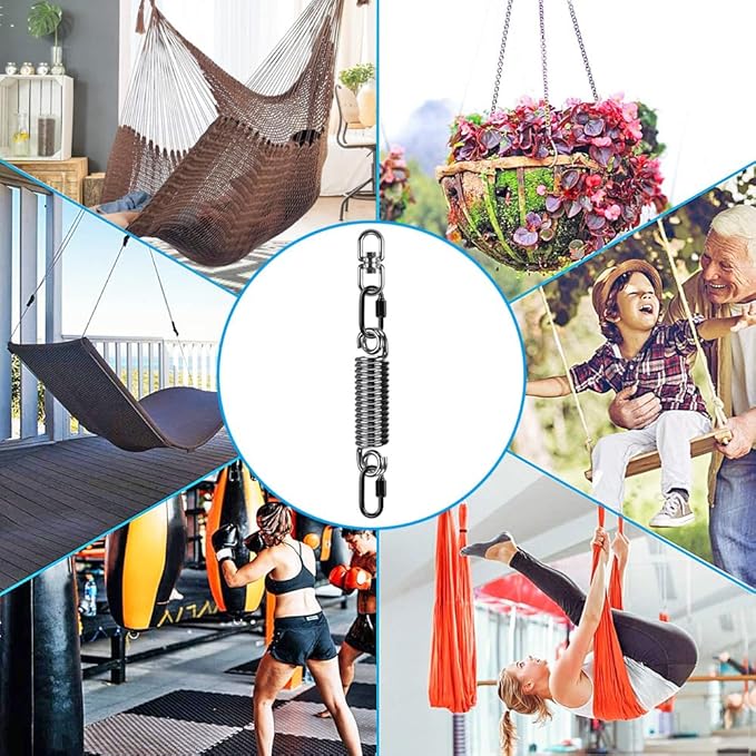 SELEWARE Heavy Bag Spring, Punching Bag Hanging Kit with Swivel & 2 Carabiners, 360 Rotational Hanging Accessory for Boxing Bag