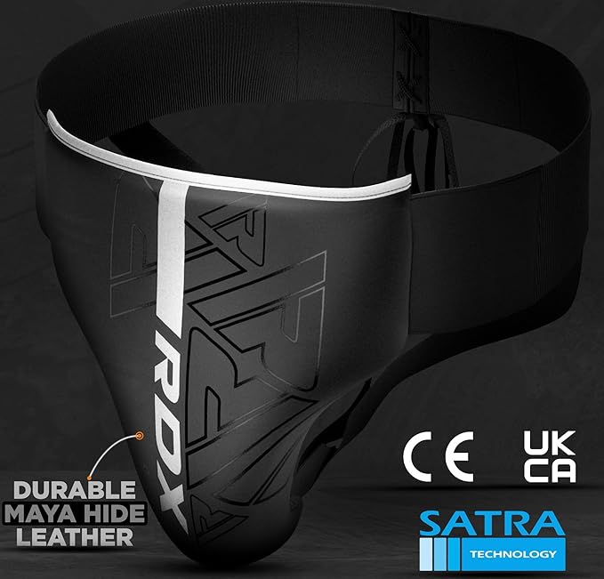 RDX Groin Protector for Boxing, Muay Thai, Kickboxing and MMA Fighting, Maya Hide Leather Abdo Gear for Martial Arts Training, Men Jockstrap Abdominal Protector for Sparring, Taekwondo and Grappling