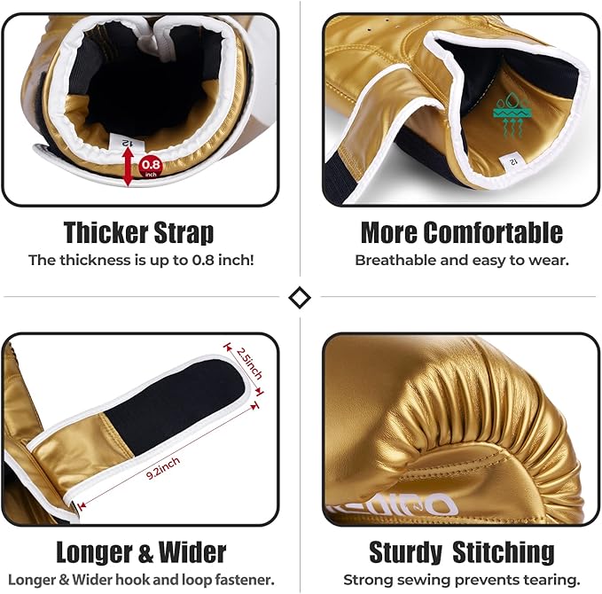 Boxing Gloves for Men & Women, Premium Leather Sparring Heavy Bag Training Gloves, Pro Punching Bag Gloves for Muay Thai, Kickboxing, MMA