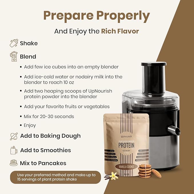 UpNourish Vanilla Cookie Vegan Protein Powder 54 Superfoods Powder,1.5 Billion CFU Probiotics 21g Plant Based Protein,No Sugar No Dairy No GMO Dairy Free,Meal Replacement Shake Keto-Friendly Low-Carb Diet,15 Servings