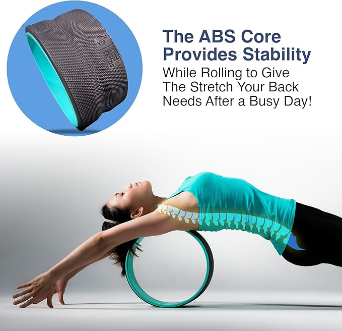 Back Roller Wheel- Foam Padded Back Stretcher Wheel with Center Spine Cradle-Back Pain & Stretching- Deep Tissue Massage Roller (Set of Four)