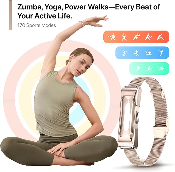 Smart Health Wristband, Wearable Activity & Fitness Tracker Band, 24/7 Sleep Tracker, All-Day Automatic Continuous Heart Rate Tracking, HRV Monitor, Blood Pressure, Stress, 2 Bands, with Free APP