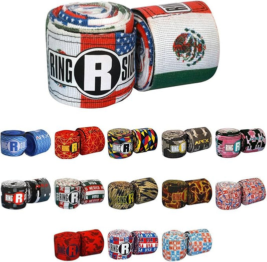 Ringside Apex 180” Boxing Hand Wraps Pair - Durable, Elastic Training Wraps with Hook & Loop Closure, Multi-Color Options, Perfect for MMA, Muay Thai, Kickboxing