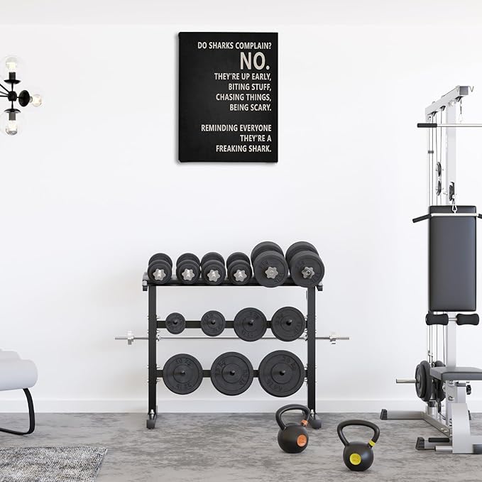 Rusenbao Gym Motivational Workout Wall Art, Home Gym Decor, Do Sharks Complain About Monday, Inspirational Workout Posters for Home Gym Decoration, 11x14 inch
