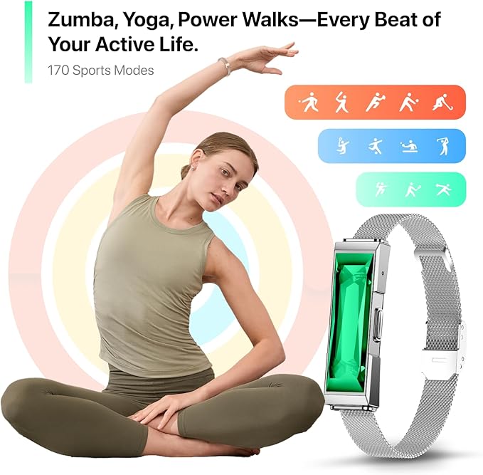 Smart Health Wristband, Wearable Activity & Fitness Tracker Band, 24/7 Sleep Tracker, All-Day Automatic Continuous Heart Rate Tracking, HRV Monitor, Blood Pressure, Stress, 2 Bands, with Free APP