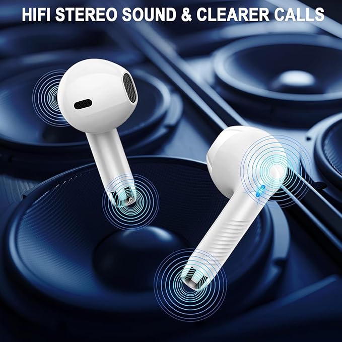 Wireless Bluetooth 5.4 Earbuds, Ear Buds LED Power Display Headphones 6D Stereo, Bluetooth Earbuds in-Ear Noise Cancelling Mic, 40H Playback Mini Case IP7 Waterproof Sports Earphones for Android iOS