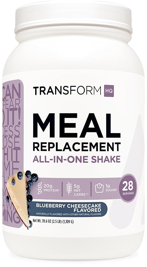TransformHQ Meal Replacement Shake Powder 28 Servings (Blueberry Cheesecake) - Gluten Free, Non-GMO