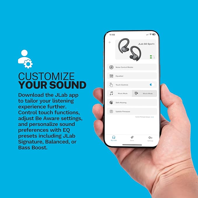 JLab Go Sport+ Wireless Workout Earbuds Featuring C3 Clear Calling, Secure Earhook Sport Design, 35+ Hour Bluetooth Playtime, and 3 EQ Sound Settings (Green)