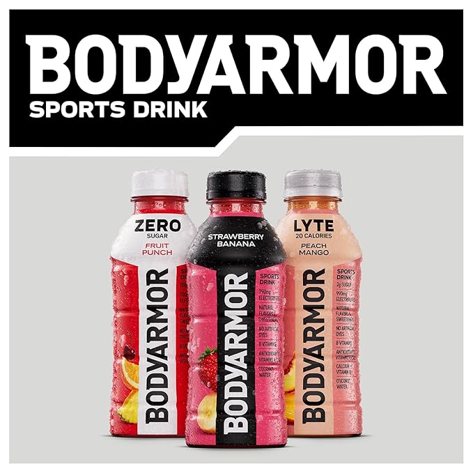 BODYARMOR LYTE Sports Drink Low-Calorie Sports Beverage, Peach Mango, Coconut Water Hydration, Potassium-Packed Electrolytes, Perfect For Athletes, 28 Fl Oz (Pack of 15)
