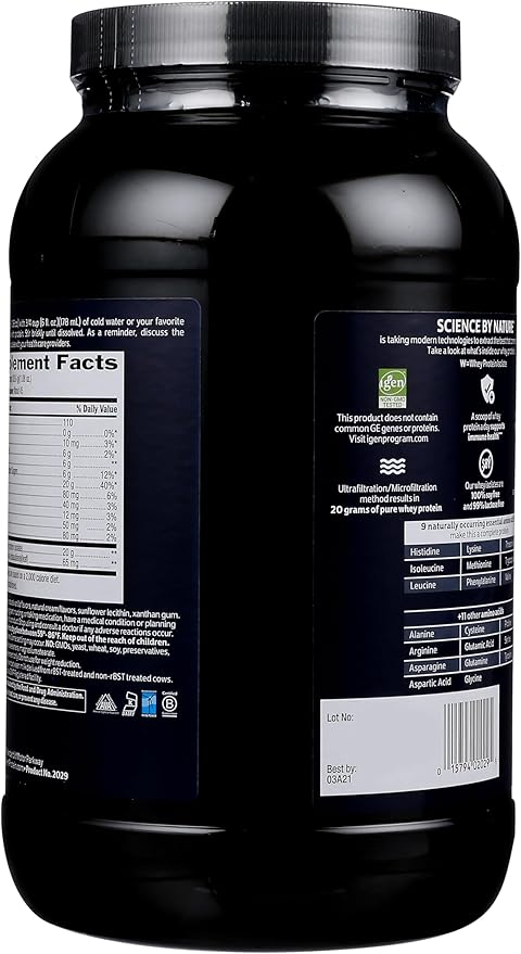 Biochem 100% Whey Isolate Protein Powder, Vanilla Flavor, 20g Grass-Fed Protein, Keto Friendly, Gluten Free, Easily Digestible, Vegetarian, 48.5 oz, 45 Servings