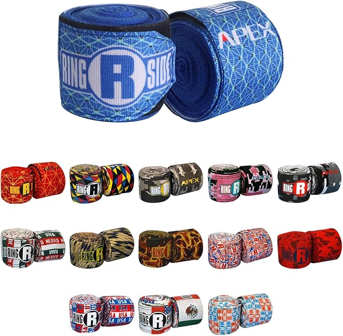 Ringside Apex 180” Boxing Hand Wraps Pair - Durable, Elastic Training Wraps with Hook & Loop Closure, Multi-Color Options, Perfect for MMA, Muay Thai, Kickboxing