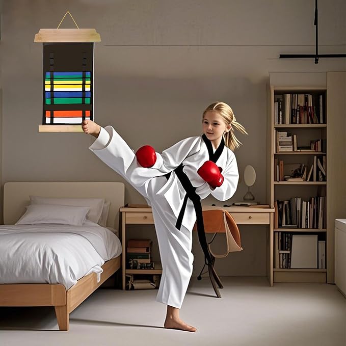 Karate Belt Display Rack - Holds Up to 12 Belts, Taekwondo & BJJ Belt Display Holder for Martial Arts, No Assembly Required, Martial Arts Belt Display for Teenagers & Adults