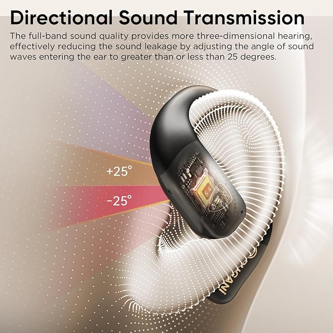 BUGANI Open Ear Headphones Wireless Earbuds,5.4 Bluetooth Headphones, IPX5 Waterproof Ear Buds for Running Workout Cycling Gift(Black)