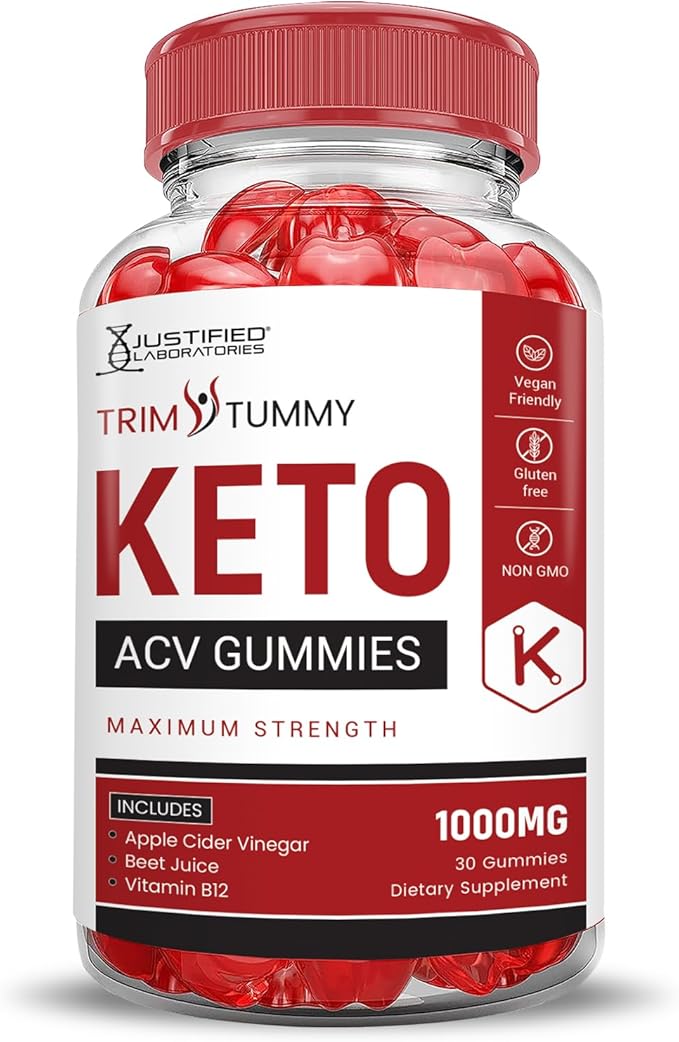 (10 Pack) Trim Tummy Keto ACV Gummies Advanced Formula 1000MG Trim Tummy Keto Gummies Apple Cider Vinegar Formulated with Pomegranate Beet Juice Powder B12 Vegan Non GMO 600 Gummys