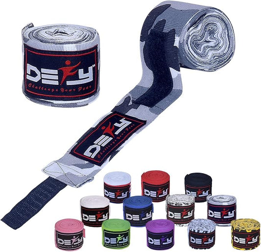 DEFY Professional 180 Inch Hand Wraps for Boxing Muay Thai MMA Elastic Bandages for Men & Women -Pair