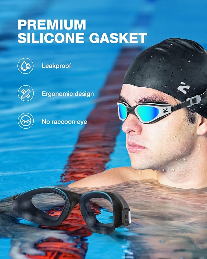 ZIONOR G1 Lite Swim Goggles with Swim Cap Comfortable Anti-fog Swimming Goggles Cap Set for Adult Men Women