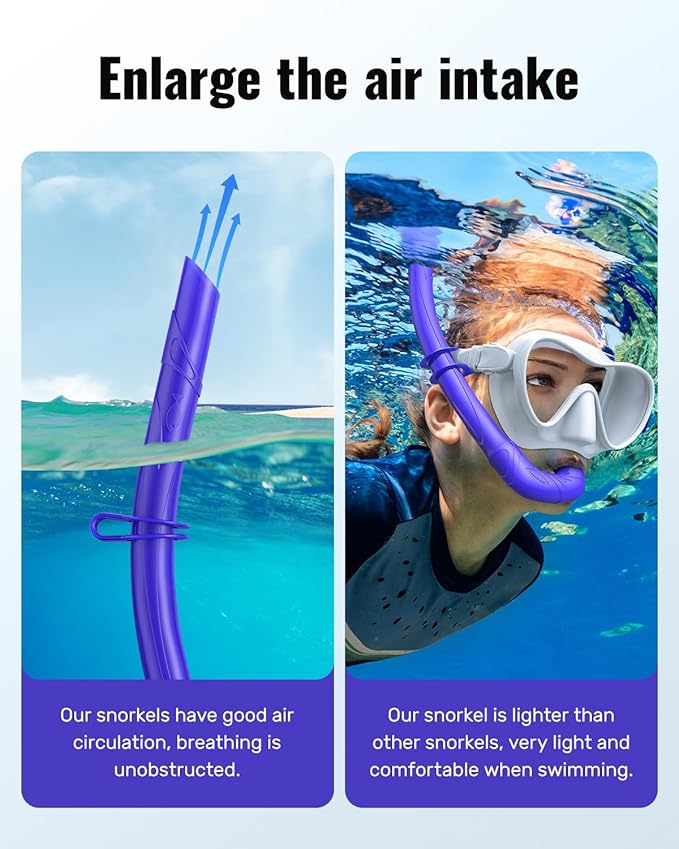 W WSTOO Adults Diving Snorkel Breathing Tube Silicone Flexible Foldable Snorkel Anti-Drop for Freediving Swim Training,Diving and Scuba Diving,Easy to Carry for Travel