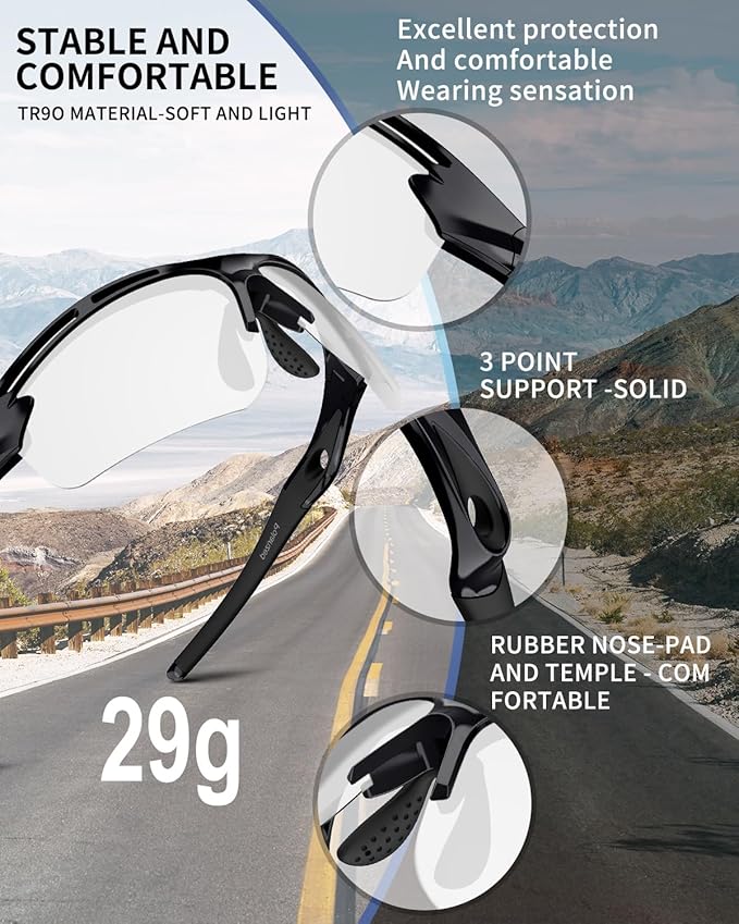 Polarized Sports Sunglasses for Men Women,UV400 Protection Sunglass for Running Cycling Fishing Hiking TR90