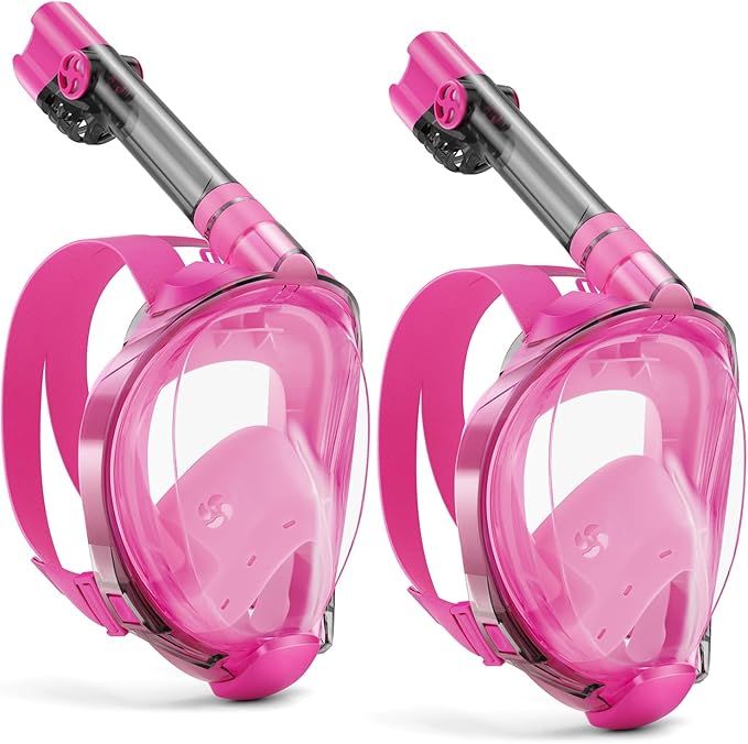 W WSTOO Full Face Snorkel Mask Adults,Suitable for Beginners Dry Top Snorkeling Gear,Can Your Mouth or Nose to Breathe,180 Degrees Panoramic View,Anti-Fog Anti-Leak,Summer Travel and Vacationing Gifts